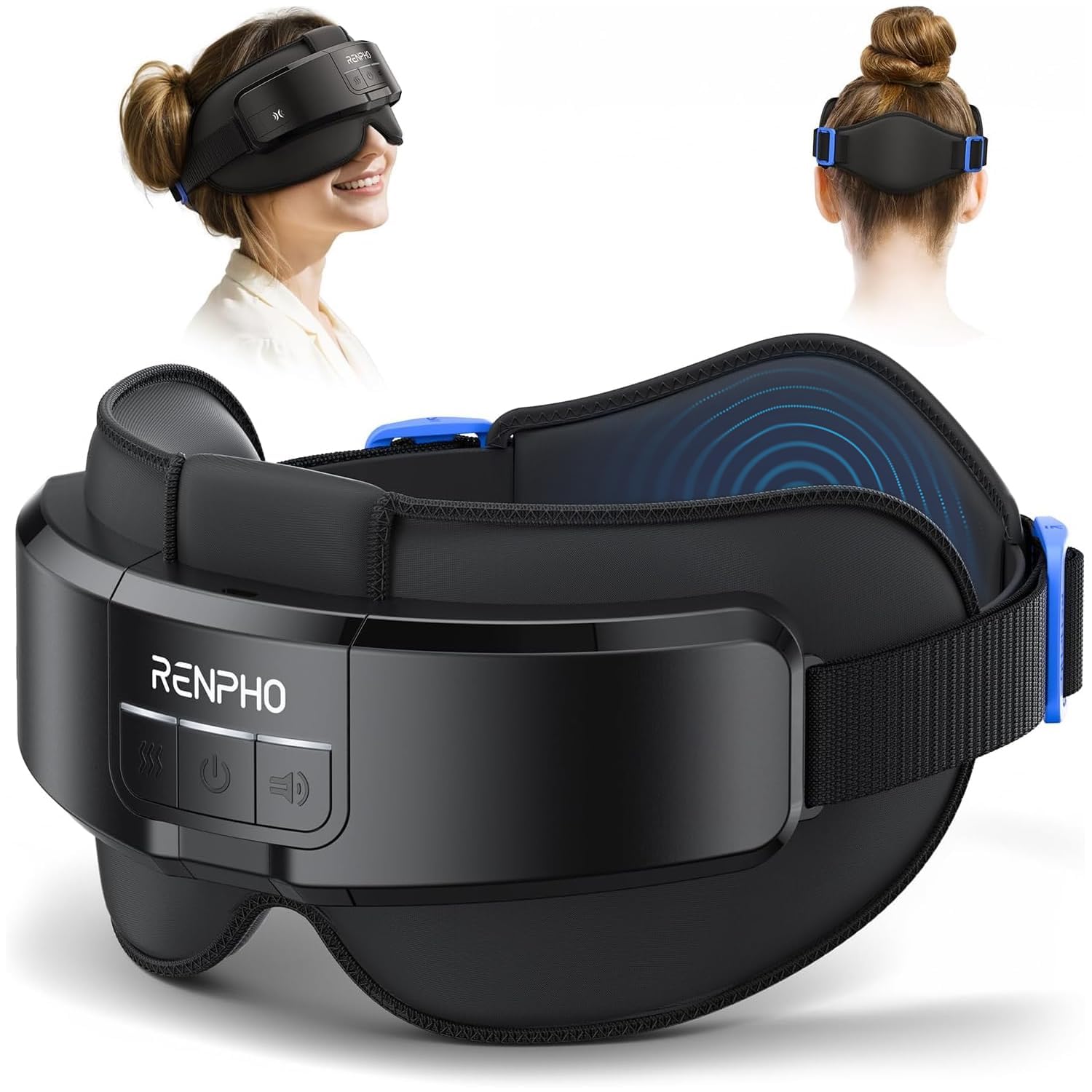 RENPHO Kopf- und Augenmassagegerät mit Wärme, Massagegerät für Stirn, Hinterkopf und Schläfe, Variation und Bluetooth Music, Augen Massagegerät, überanstrengte Augen, Geschenke für Frauen