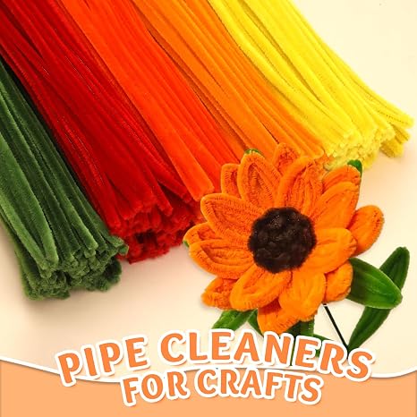 300PCS Pipe Cleaners for Craft Coloured Chenille Stems - Different Orange
