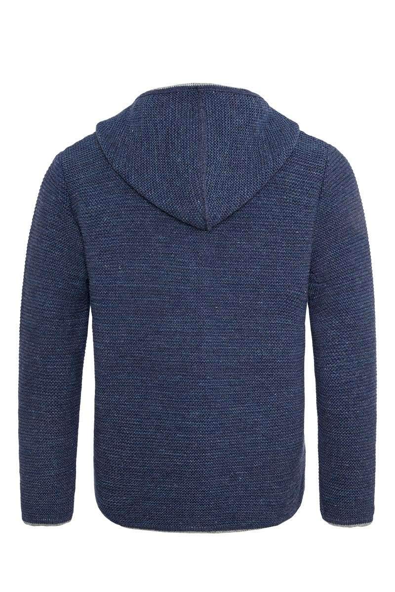 Isar-Trachten Herren Herren Trachtenstrickjacke mit Kapuze Jeansblau, Jean