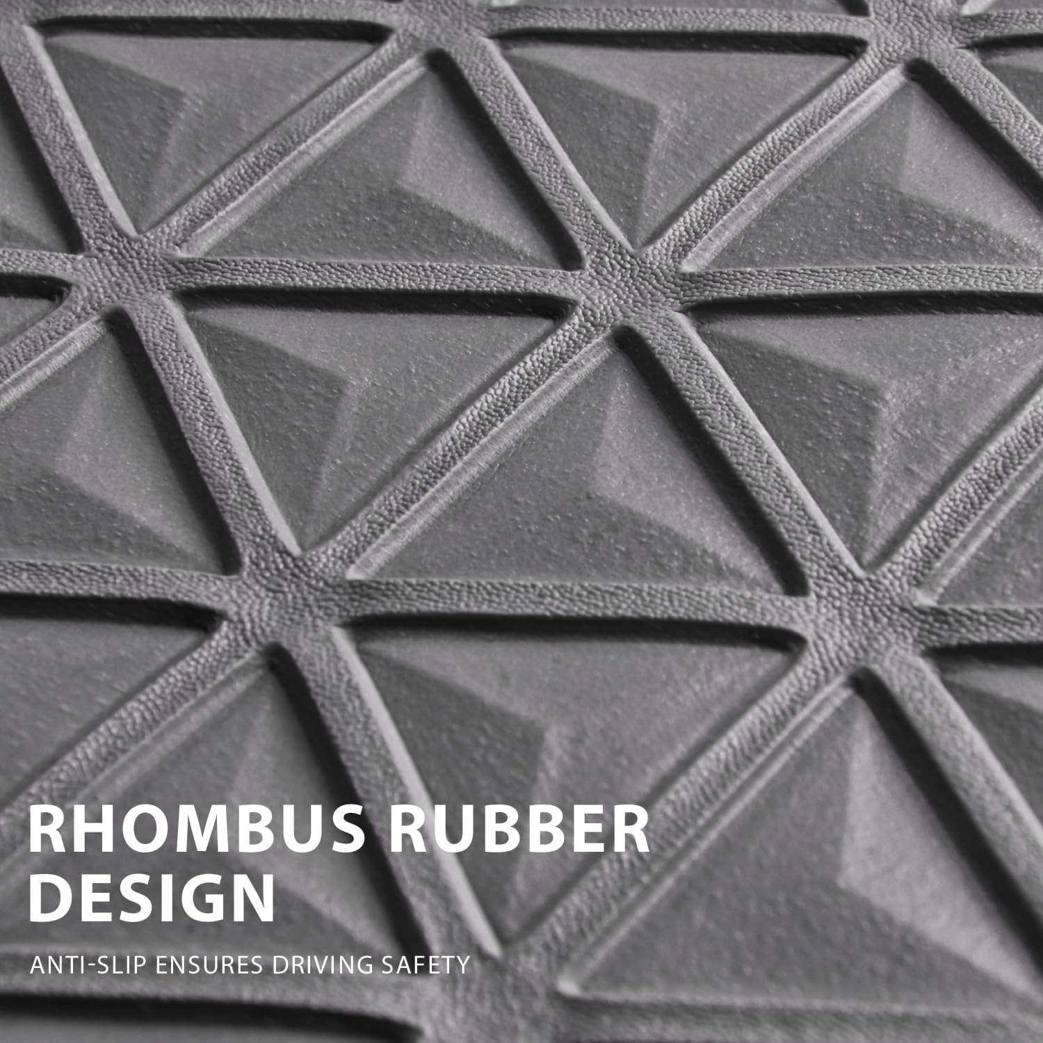 CAR PASS Bling Diamond Car Mats Gray Rubber Floor Mats Full Set Anti-Slip 3D Rhombus Waterproof Trim to Fit Liner Universal Glitter Crystal Sparkly Shining Rhinestone Girl Women SUV Sedan Van All Gray - Image 9