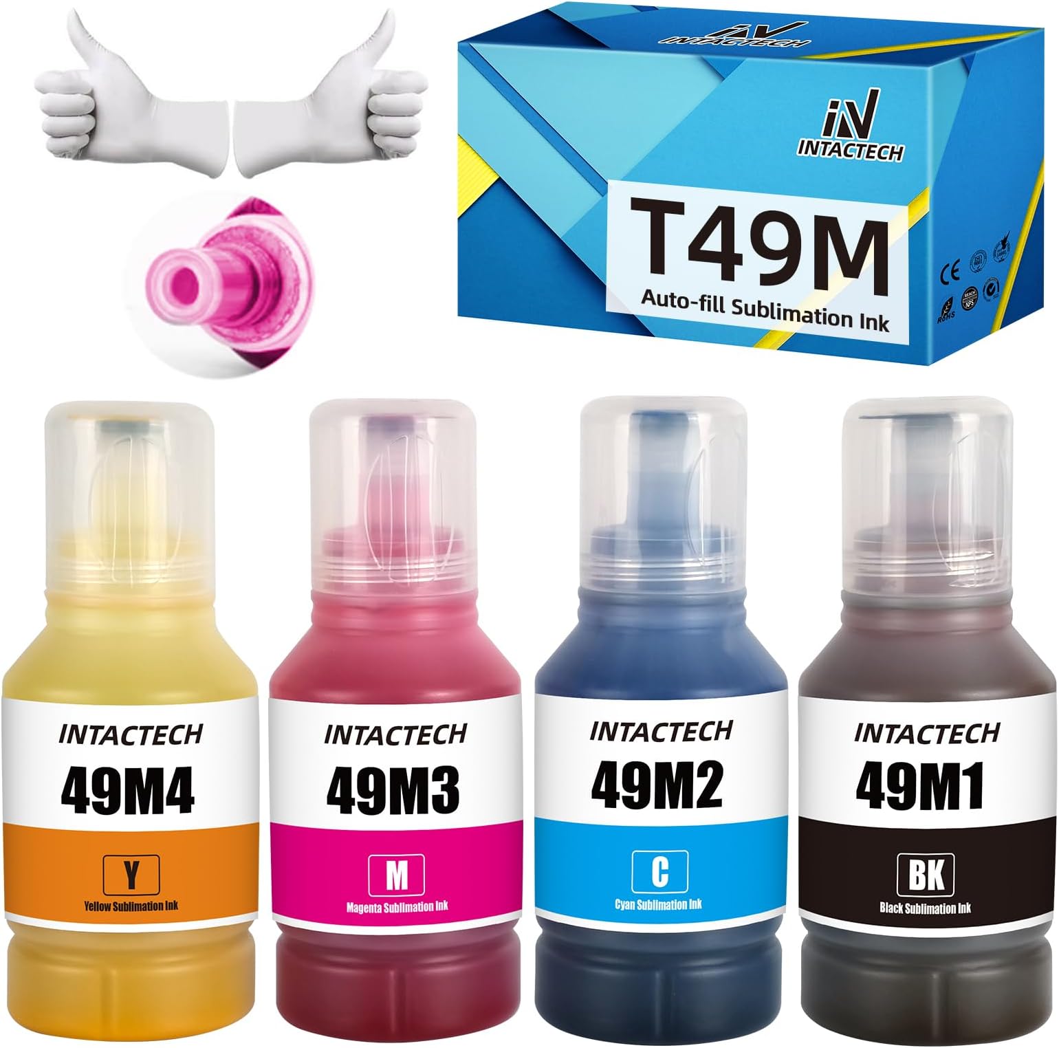 T49M Sublimation Ink Compatible with SureColor F170 F570 Dye-Sublimation Printer (140ml x 4, T49M1 T49M2 T49M3 T49M4, Autofill
