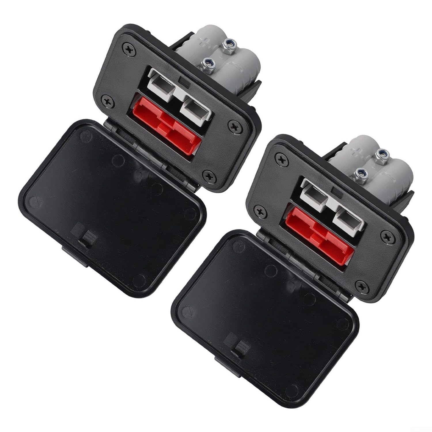 Dual Flush Mount Bracket Panel for 50A 600V Style SB50 Connector, Heavy Duty Terminal Block Base for 12 to 6 AWG Cable, Electric Vehicle Power Adapter(2PCS)