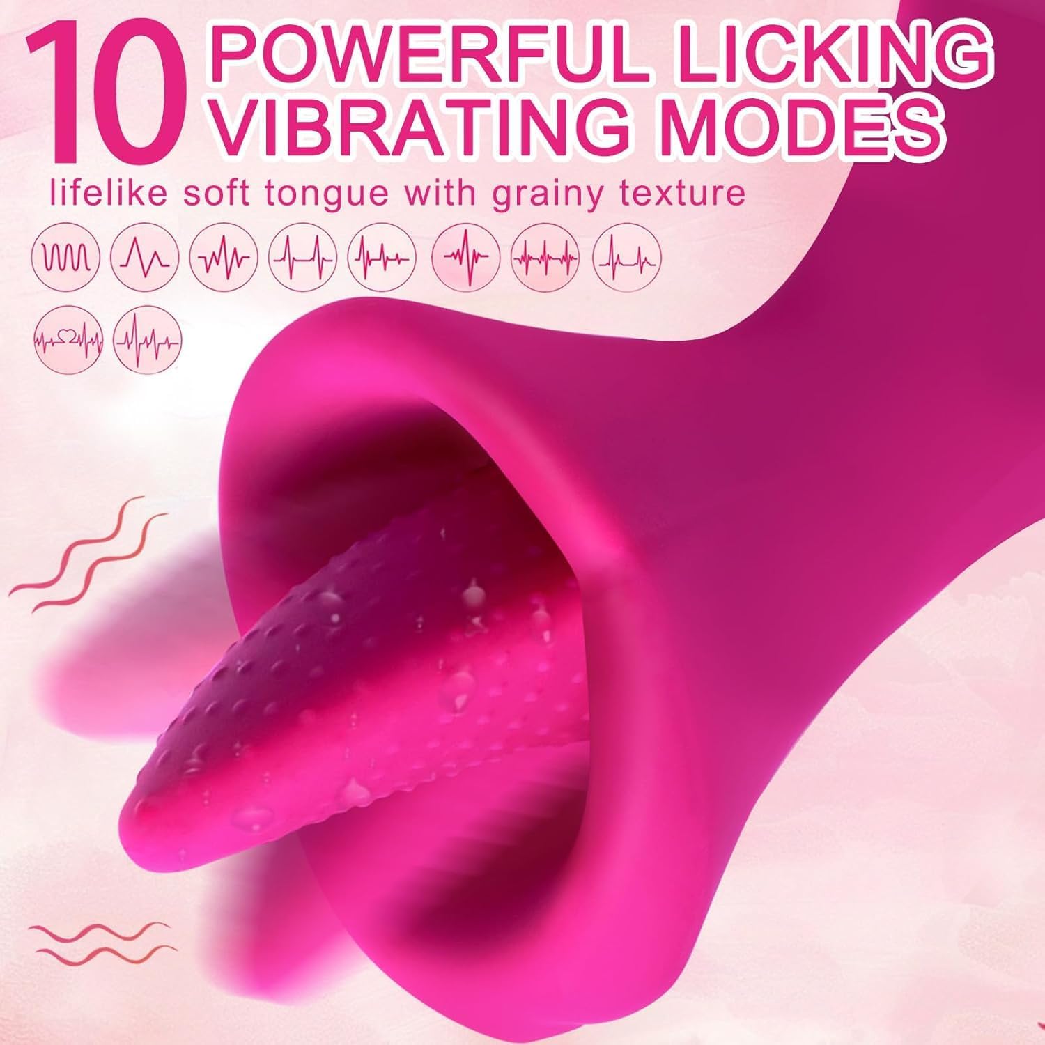 Clitoral Licking Rose Sex Toy Vibrator for Women, Tongue Licking Vibrator Adult Sex Toy with 10 Vibrating Modes and Suction Cup, Nipple Toys Clitoral G-Spot Vibrators for Couple Pleasure
