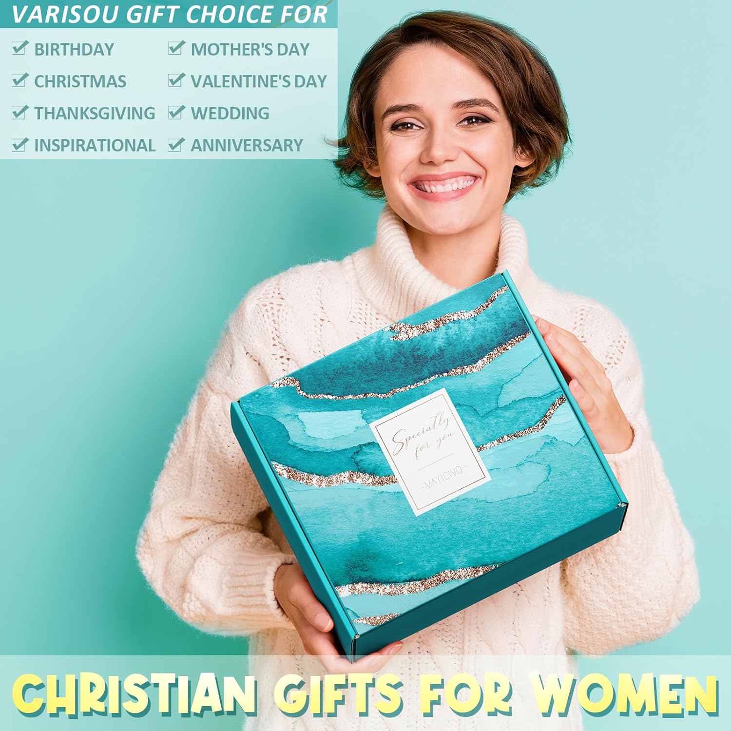 Christian Gifts for Women Faith, Sunflower Inspirational Religious Gifts for Women, Catholic Spiritual Gift, Birthday Valentines Gift for Mom Sister Best Friends Coworker Teacher Grandma with Tote Bag - Image 3