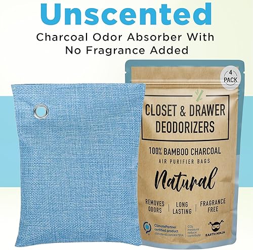 Miniatura 7 de Bolsas desodorantes para armario y cajones (paquete de 4)  Absorbe y elimina naturalmente los olores del armario, 2 desodorantes de armario XL y