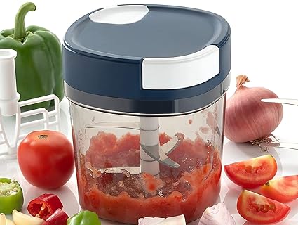DHVANIL CREATION Handy Quick Vegetable Chopper, Cutter, Mixer For Kitchen With 6 Stainless Steel + Whisker Blade (1000ml, Multicolor)