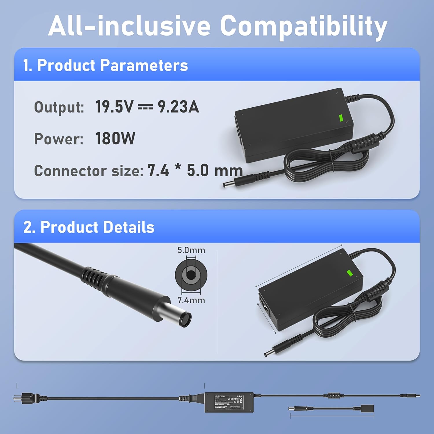 180W Power Adapter Cord for Dell Dock WD19 WD19S WD19TB WD19TBS WD19DCS WD22TB4 WD15 SD25 WD25 D6000 D6000S TB15 TB16 Business Thunderbolt/Universal Docking Station TB18DC K16A K16A001 K17A001 SD25TB4