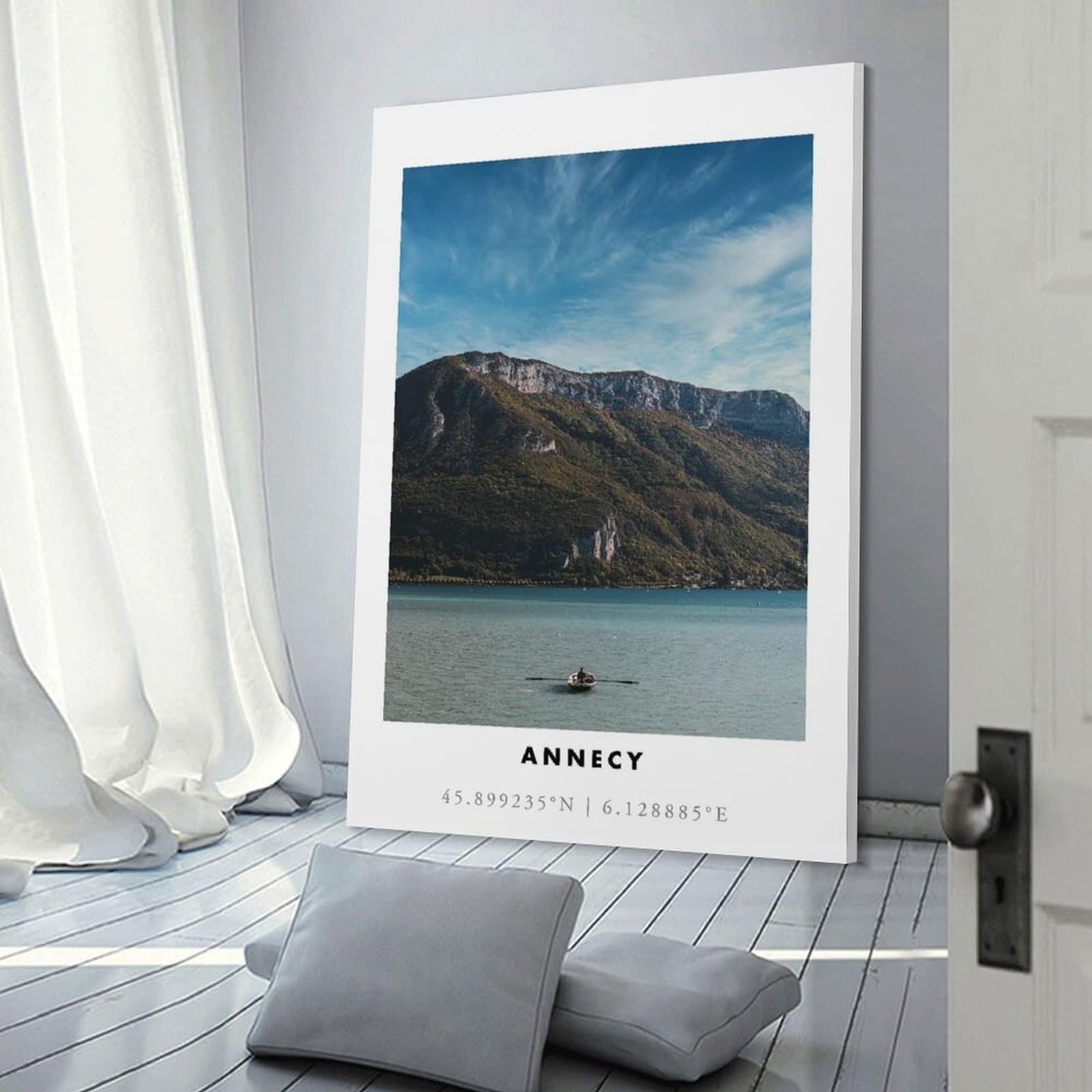 Junmoney Home Decor Wall Art Annecy Lake View, 16x24inch(40x60cm), for Flats, Guest Rooms Or Compact Rooms, Wall Decor with Flexible Room Appeal