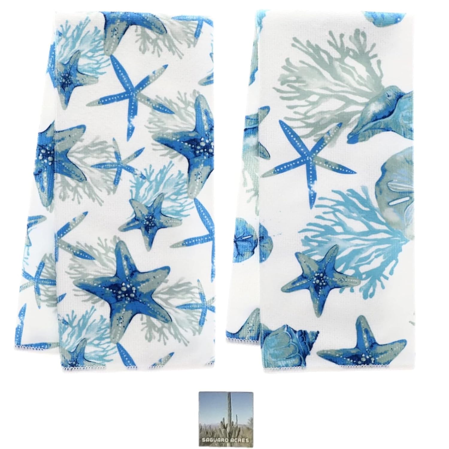 Generic Hand Towel Set 2 Pack Decorate Your Kitchen Décor – Home Décor -Bath Towels Kitchen Linens and Saguaro Acres Magnet (Seashells)