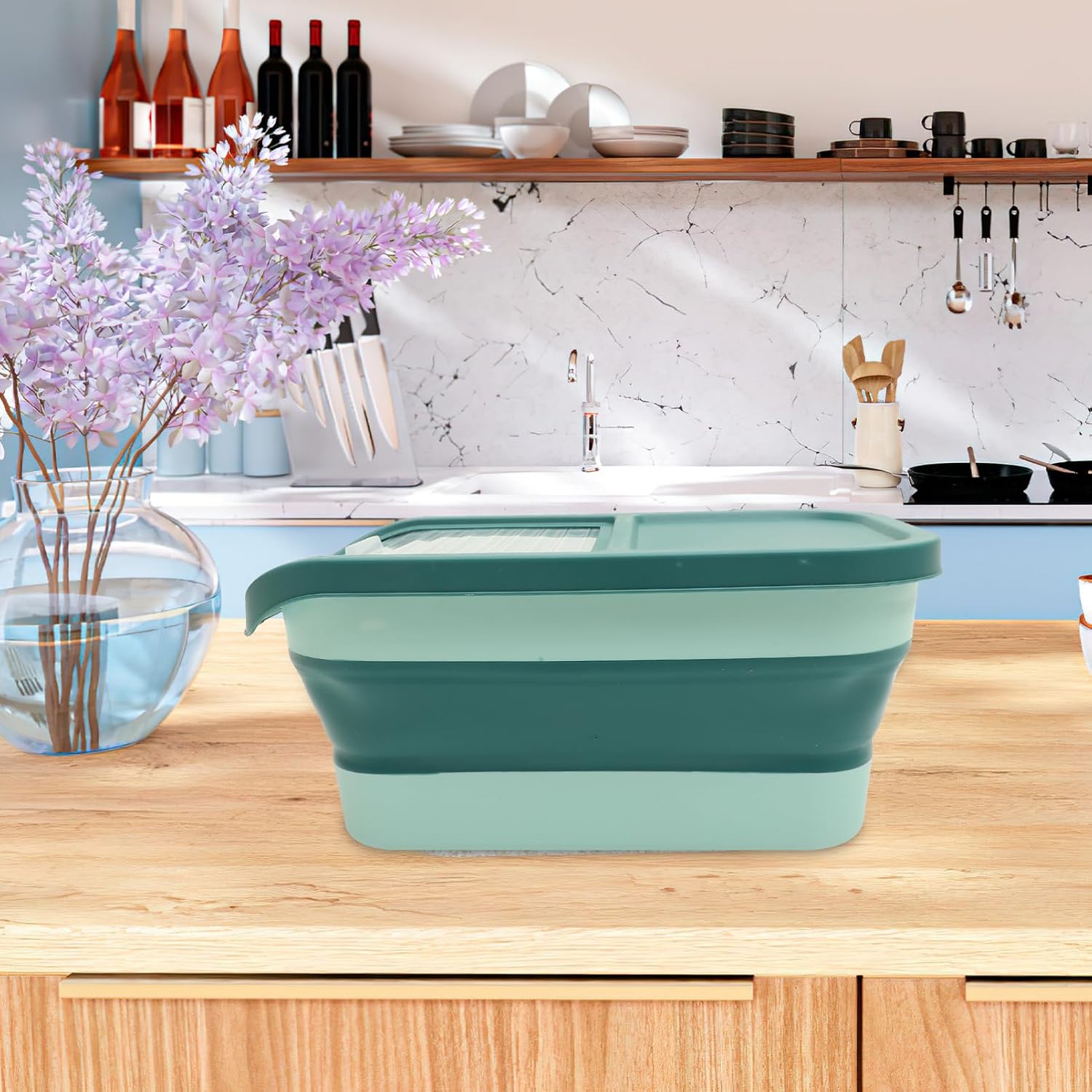 Levemolo Capacity Sliding Rice Dispenser Multi-use Storage Box for Grains Flour and Pet Food Easy Access Kitchen Organization Nordic