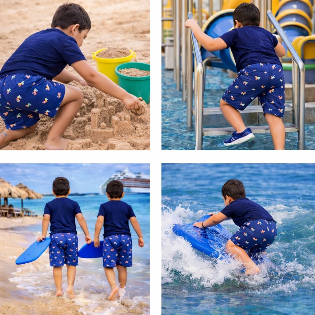 INGEAR Boys Swim Trunks - UPF 50+, Quick Dry Boys Bathing Suit, Beach Shorts, Swimsuit and Swimwear Trunks - Sizes 2T-14 (Multi Palm, 4T)