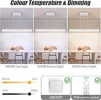 Coinmit LED Függőlámpa 24W - Távirányítós Szabályozható Csillár 3000K-6000K Színhőmérséklettel, 80 cm, Modern Fehér Mennyezeti Lámpa Nappali 2