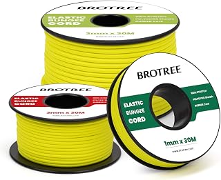Brotree Elastic Cord Elastic Cord 1mm x 10m Elastic Thread Rubber Cord for DIY Craft Sewing Beads Jewelry Making Necklace Bracelet, Tent Poles Backpack - Fluorescent Yellow