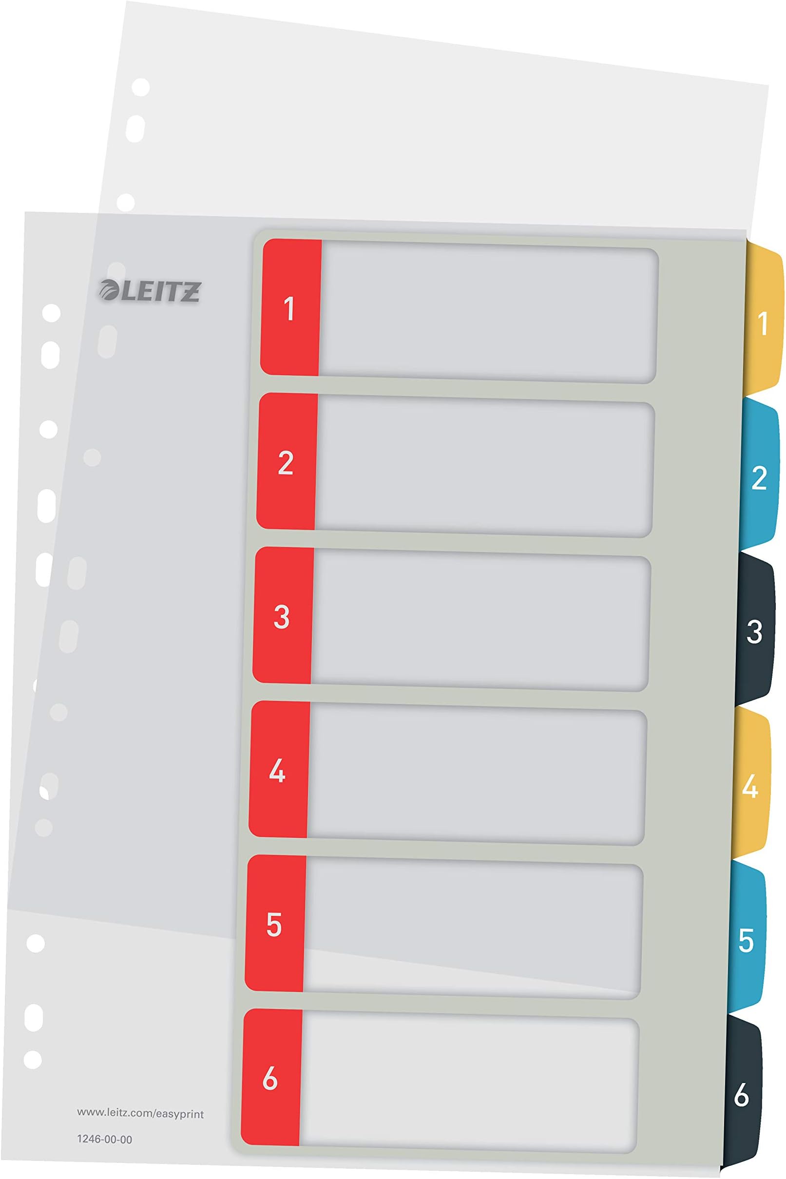 Leitz A4 Printable Index 1-6, Heavy Duty, Cosy Range, Multicoloured, 12460000