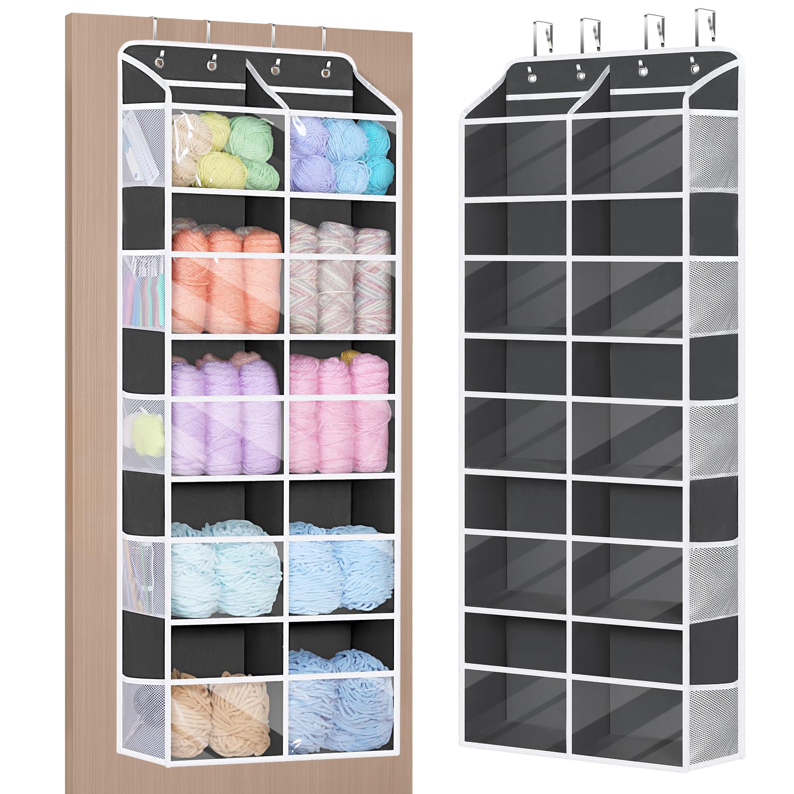 Univivi Hanging Yarn Storage Organizer, 5 Tiers Yarn Organizer, Dark Grey