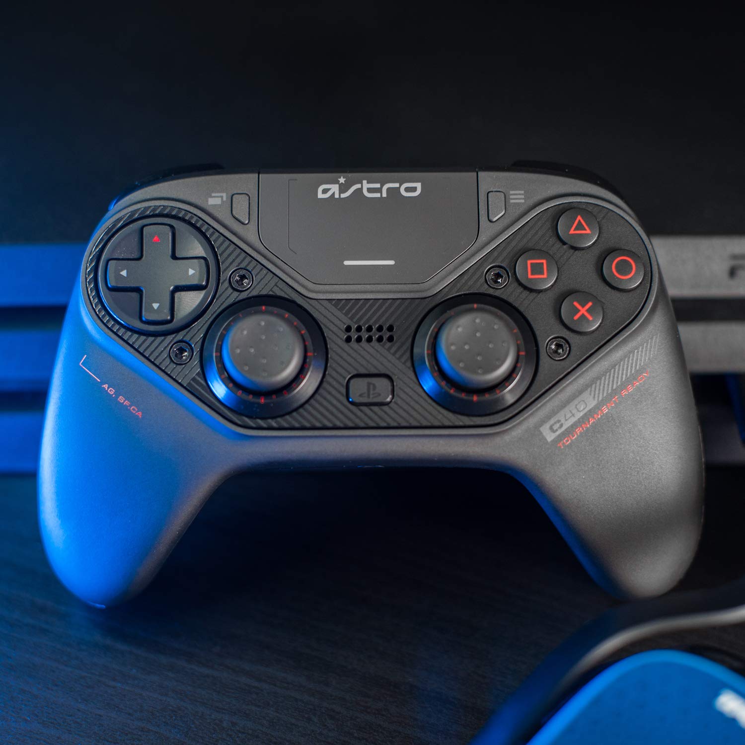 ASTRO Gaming C40 kontroler TR – kompatybilny z Playstation 4 i PC + akcesoria (torba podróżna, 4 dodatkowe przyciski, bezprzewodowy nadajnik USB), czarny