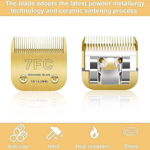 Miniatura 2 de 3 cuchillas 7F de aseo para perros compatibles con AndisOster A5Wahl KM-10 Series Dog Clippers cuchillas de repuesto, cuchillas desmontables para