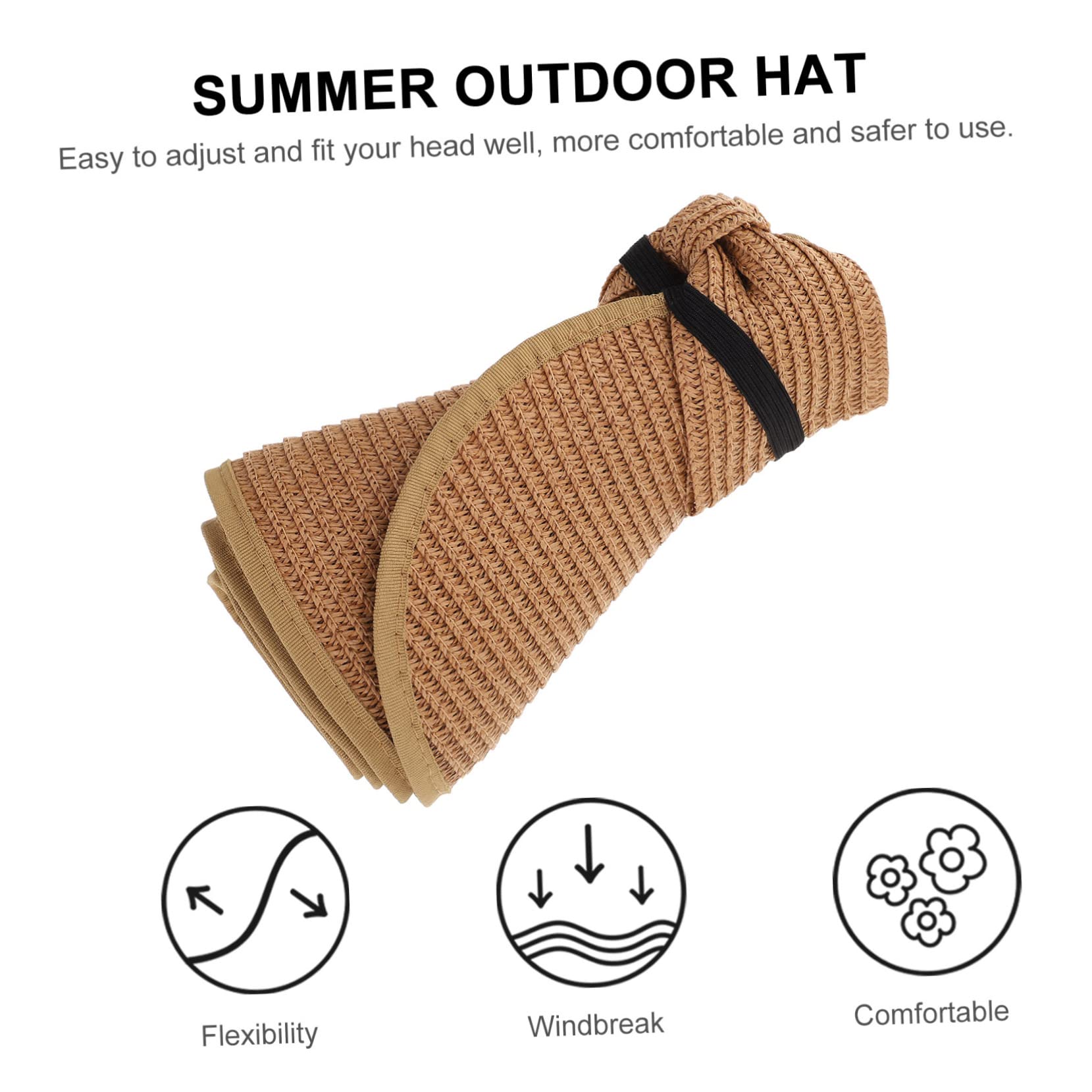 Strandhut Hut mit Sonnenblende Stroh Visier für Frauen Kappe strandloege Strand zubehör Großer sonnenhüte für Damen sommerlicher Outdoor- Falt Coffee