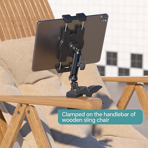 Miniatura 4 de Soporte para tableta, soporte de clip de abrazadera flexible, brazo de aleación de aluminio ajustable de 360, soporte para iPad de