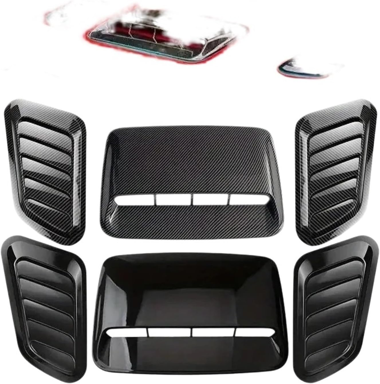 Universal Car Air Flow Decorative Front Intake Hood Scoop Bonnet Vent Sticker Automobile Modification Air Inlet Sticker Parts(A 3PCS Carbon Black) image 4