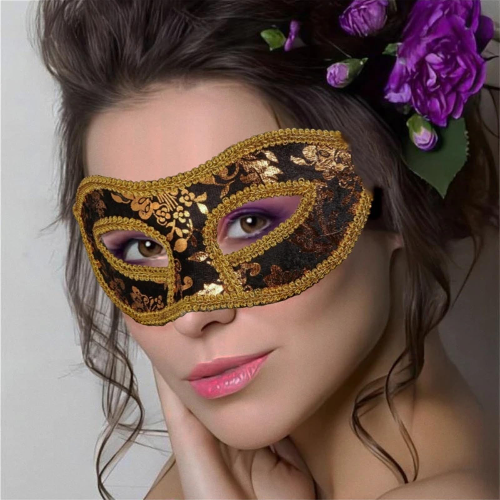 Maski balu kostiumowego, Damska maska ​​na bal maskowy w stylu vintage, na imprezę, pół twarzy, opakowanie 7 sztuk