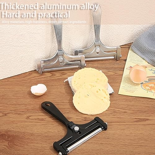 Miniatura 6 de Cortador de queso ajustable con 4 cables de repuesto adicionales, cortador de queso de aluminio resistente, fácil de reemplazar, rebanador de acero