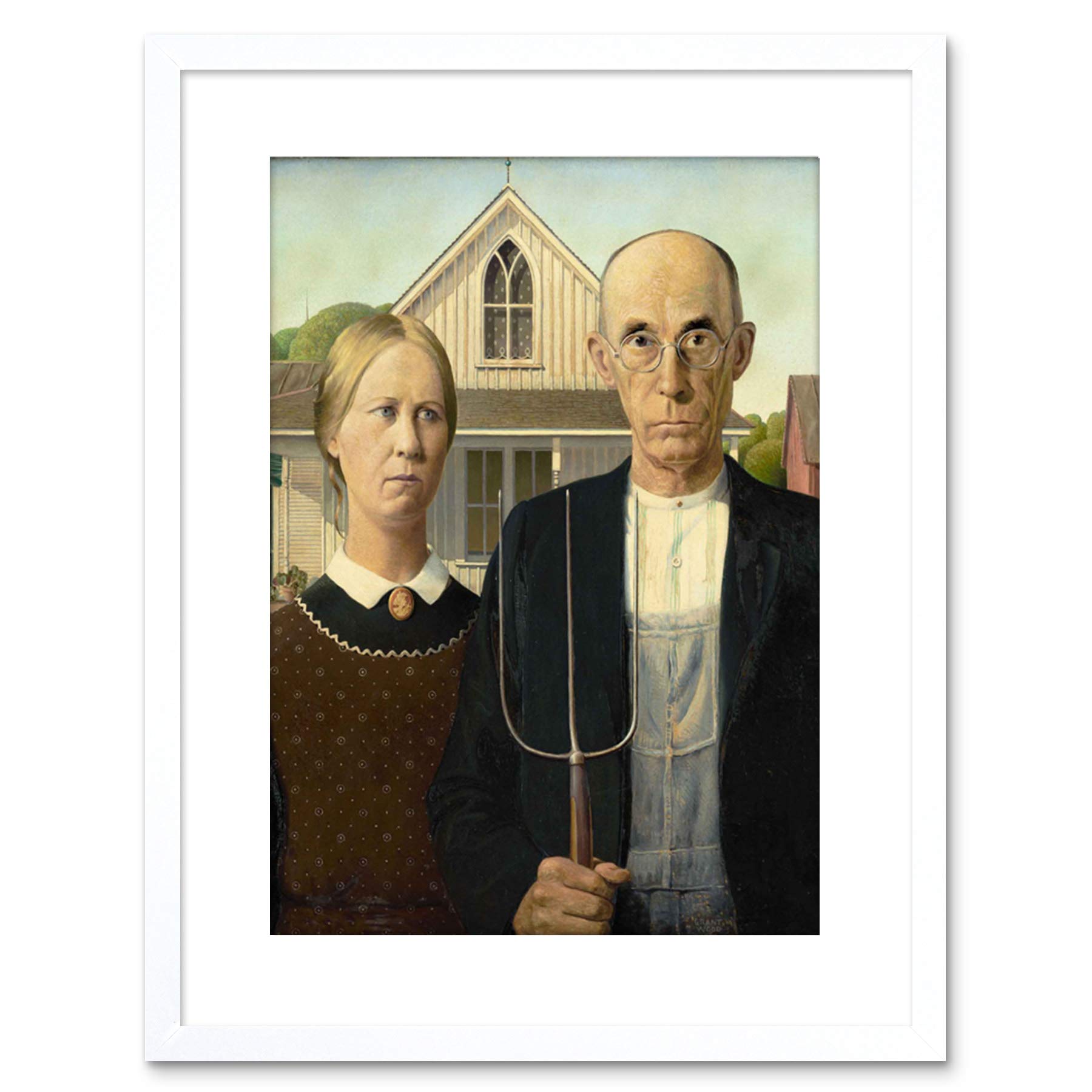 Wee Blue Coo Grant Wood American Gothic Framed Wall Art Print