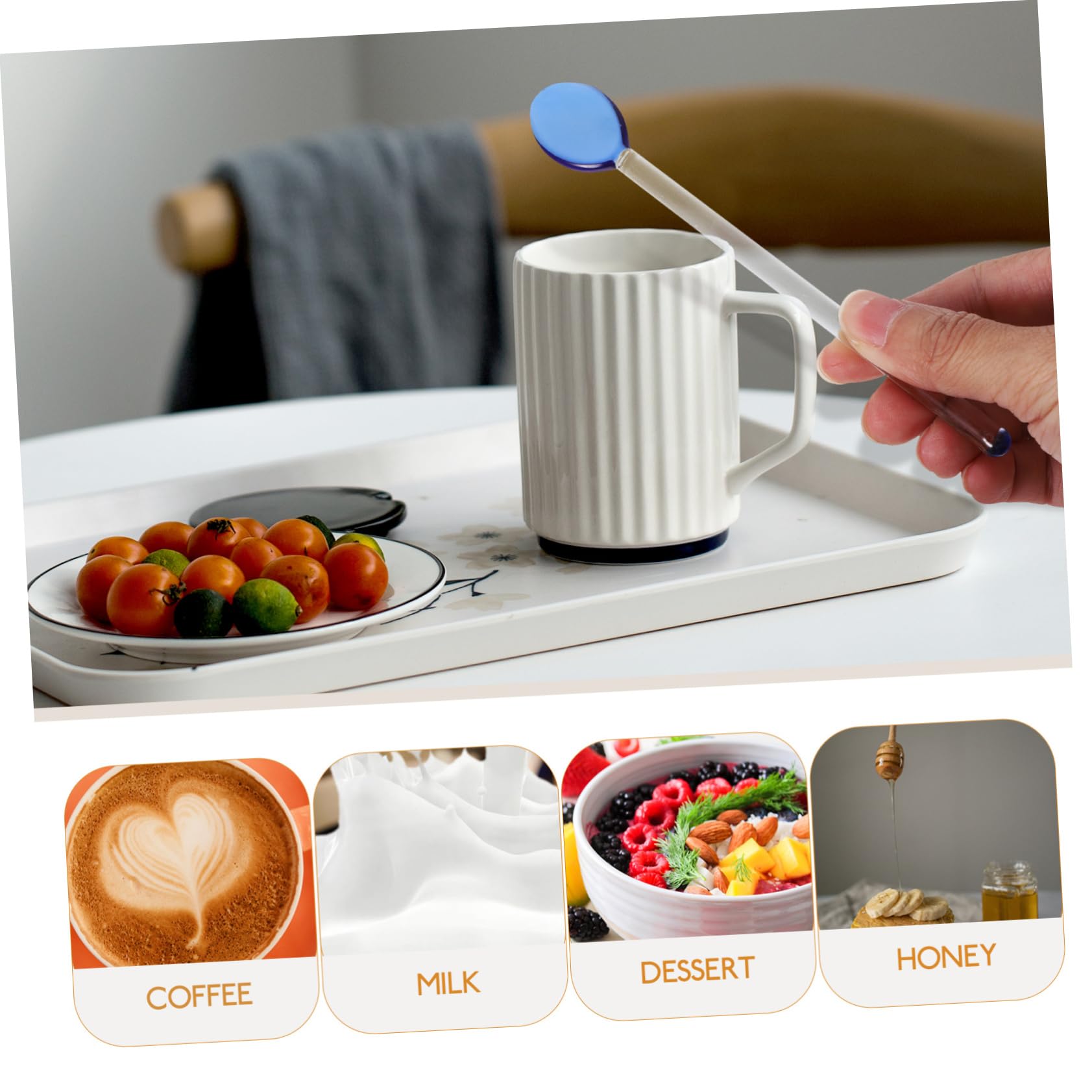 Cabilock 4pcs Long Handle Glass Mixing Spoons for Drinks Ergonomic Design for Milk and Dessert Easy to Clean Kitchen Utensils Versatile Bar Stirring Spoons