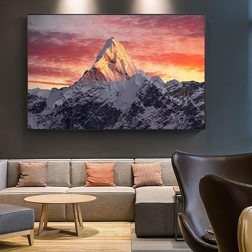 Impresión en lienzo JMount Everest en cartel de puesta de sol, arte de la pared de la sala de estar lienzo decoración imágenes 19.7x29.5 in sin marco disponible en Yaxa Costa Rica