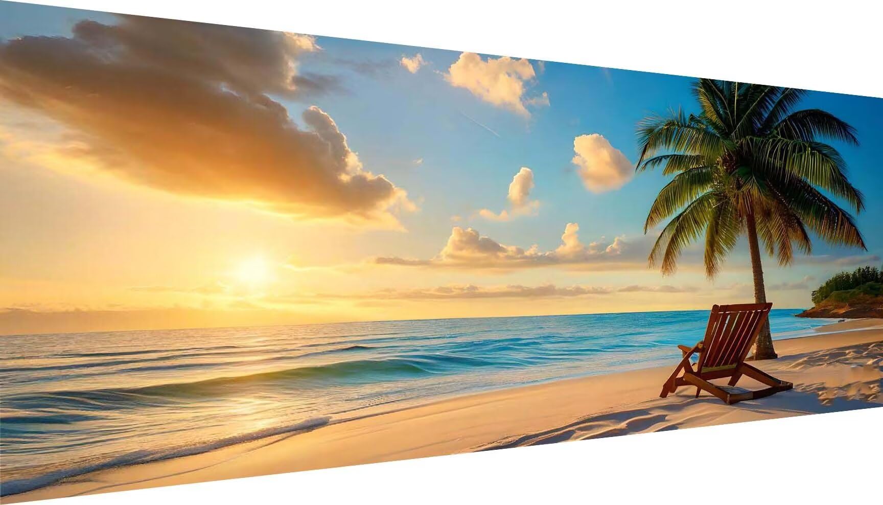 Diamond Painting Plage Cocotier, Grand Broderie Diamant kit Complet 225x90cm DIY 5D Strass Point de Croix Cristal Painting Artisanat, Loisirs Créatifs Adultes Art Set pour Décor Murale Maison U-321
