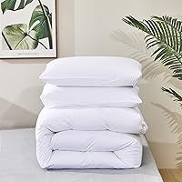 Vista 33 de Luxlovery - Juego de edredón azul neblina, tamaño matrimonial, minimalista, azul polvoriento, edredones de algodón suaves y transpirables, azul