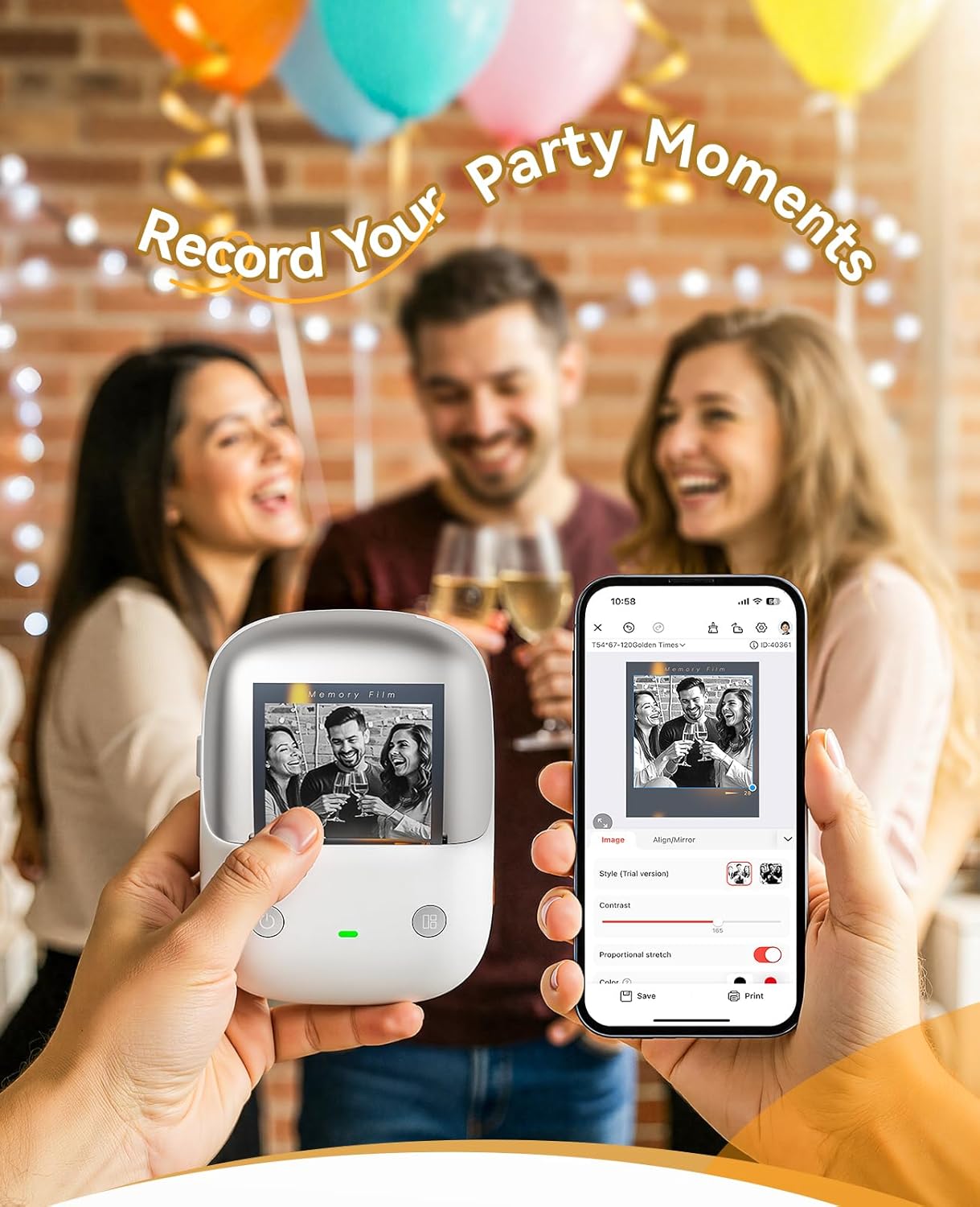 NIIMBOT B2 Pro Label Maker Machine(Silver) with 50x80mm Red&Black Kraft Labels, 300DPI Sticker Printer Portable Bluetooth Label Printer, for Photo Sticker, DIY Crafts, Study Notes, Gift, Journal Label