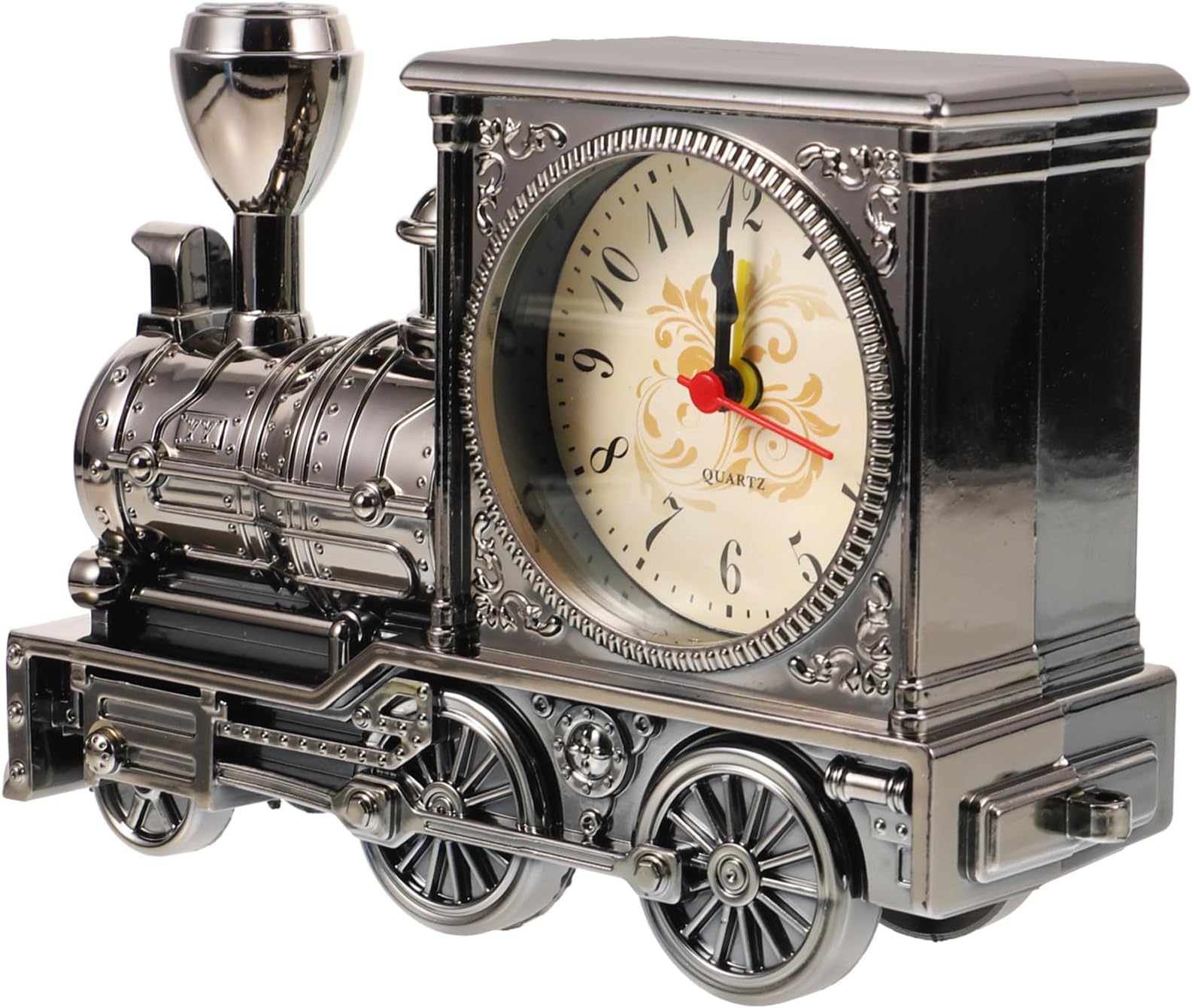 Creative Railway Engine Alarm Clock, Black Analog Silent Battery-Operated Desktop Ornament for Bedroom Decor Random Style