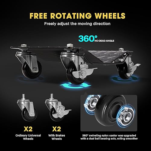 Miniatura 9 de VIVOHOME Juego de 2 estacas de rueda para automóvil, paquete de 2 ruedas de coche resistentes, 3000 libras en movimiento, color rojo