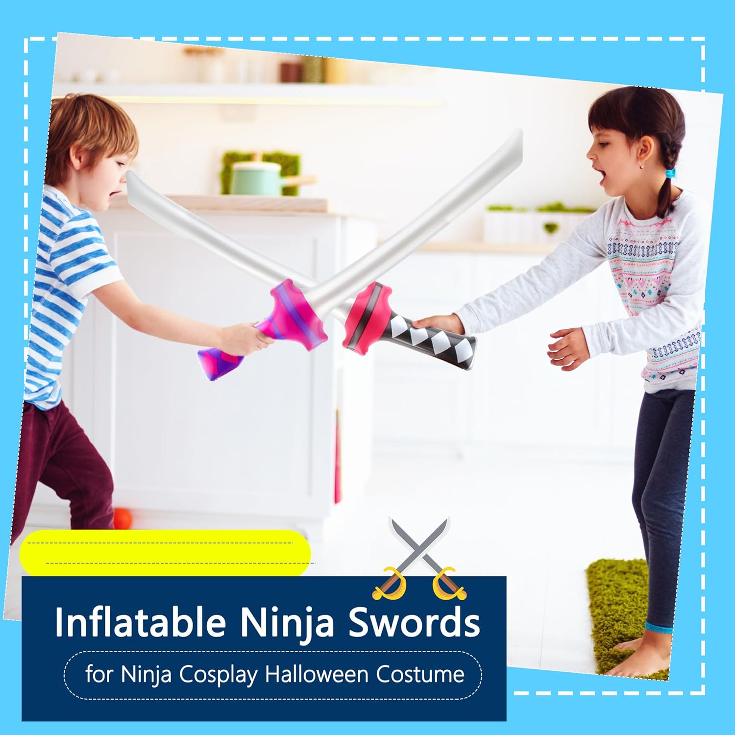 30 Pack Inflatable Ninja Swords Blow up Sword Samurai Katana Inflatable Swords for Girls Boys Birthday Ninja Theme Party Favors Cosplay