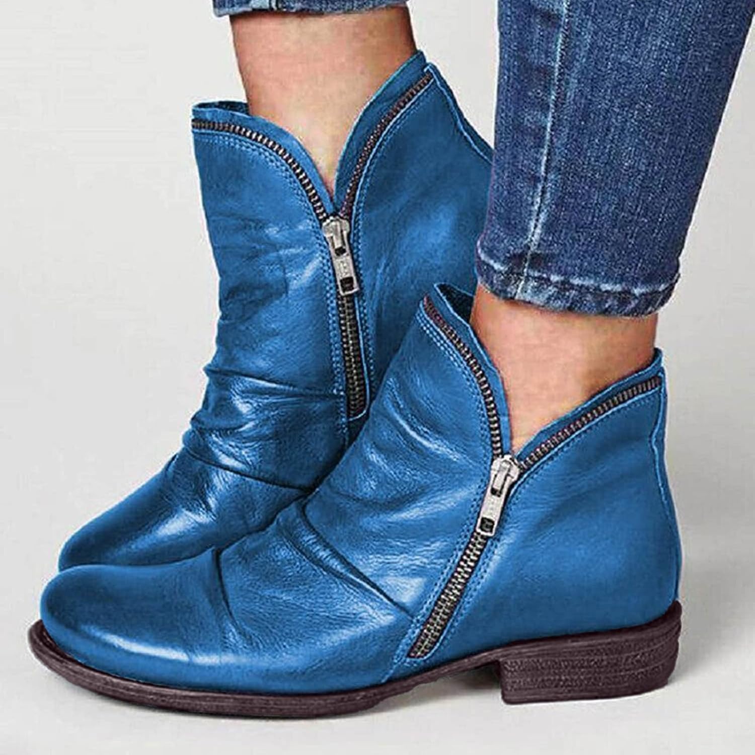 Ankle Boots for Women Arch Support Boots Side Zipper Vintage Leather Damping Shoes Flat Heel Booties Wide Width Orthopedic Comfortable Slip On High Top Business Dress Oxford Boot - Image 3