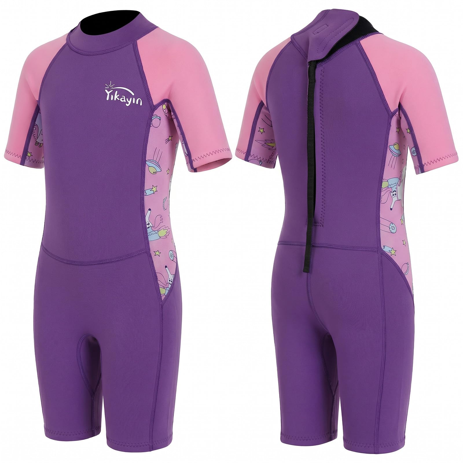 Yikayin Kids 2.5mm Shorty Wetsuit for Boys & Girls Ages 4-11, Thermal Neoprene Swim Suit with Back Zip, UV50+ Protection for Swimming Lessons, Surfing, Snorkelling, Diving and Water Sports โ image 1