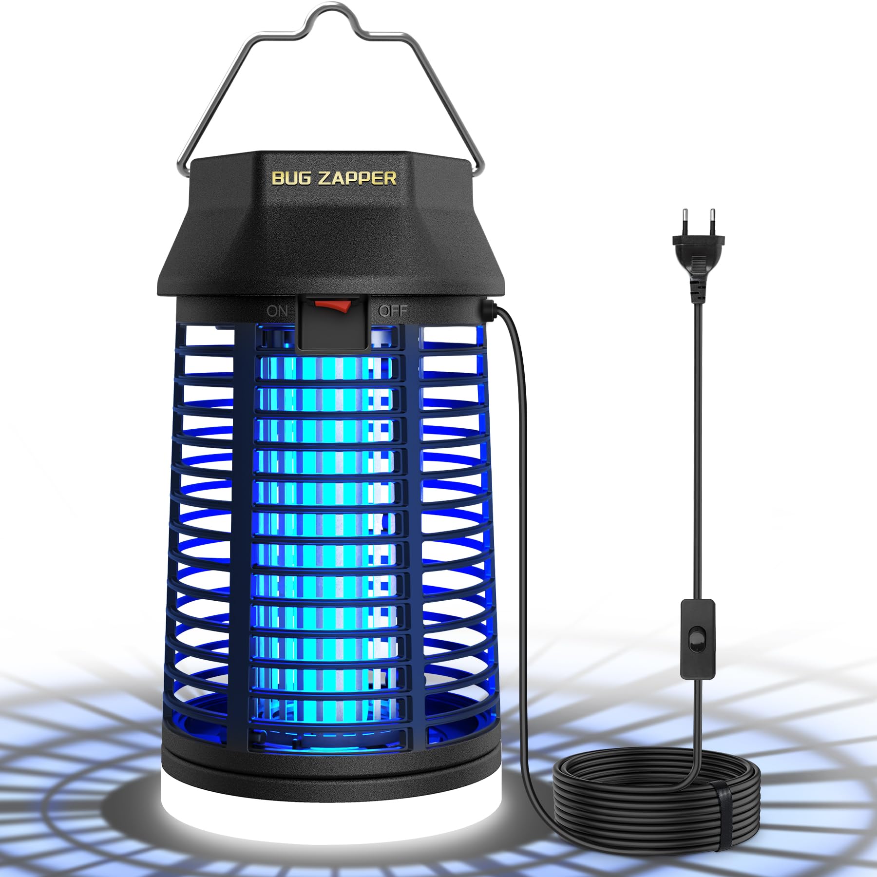 Loowoko Insektenvernichter Elektrisch Mit 3 m Verlängertem Kabel, 4200V Mückenlampe Mit LED-Licht, Wasserdicht Fliegenfalle Elektrisch Mosquito Killer, Anti Mücken Lampe für Innen Outdoor Haus Patio