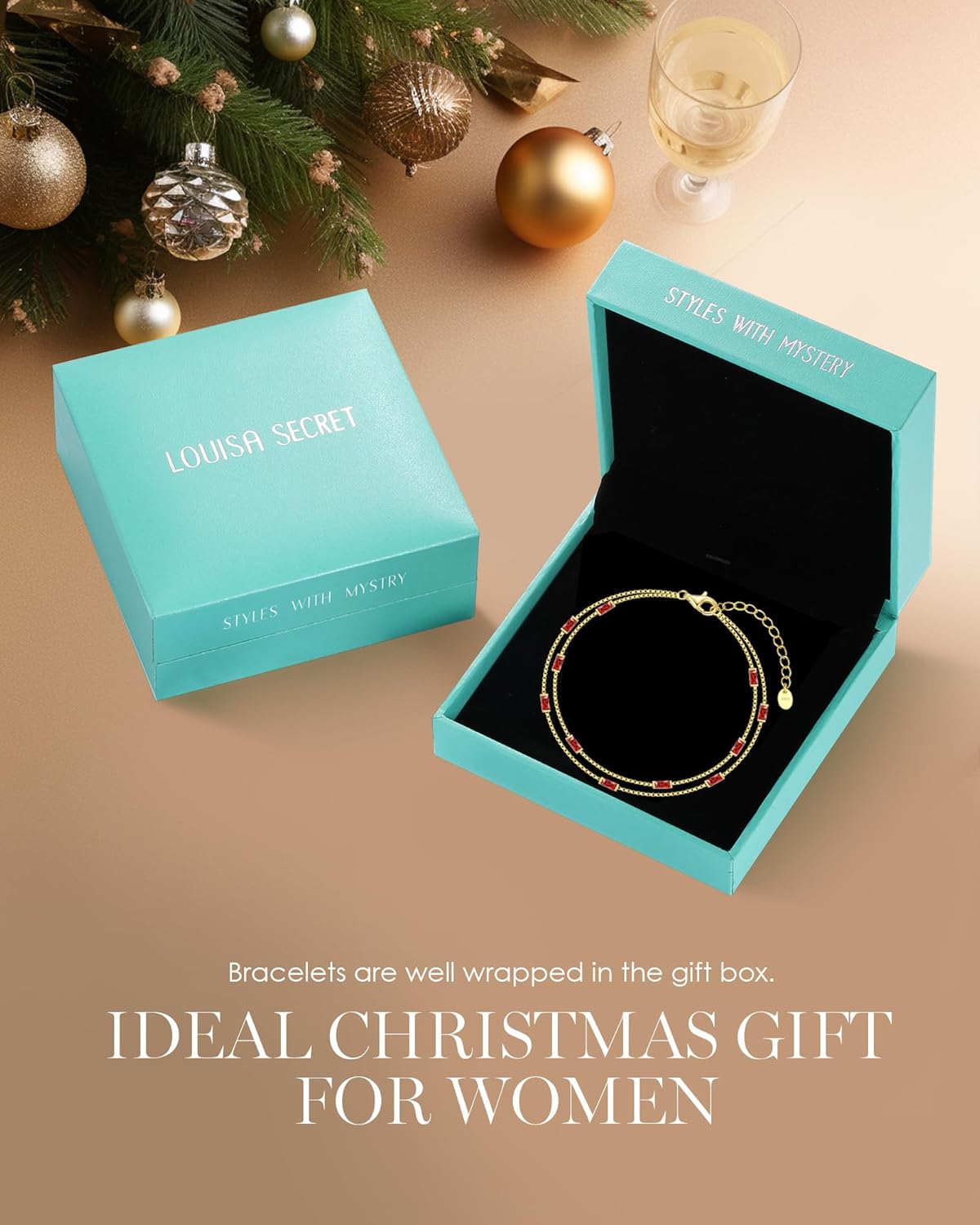 LOUISA SECRET Birthstone Bracelets for Women, 925 Sterling Silver Dainty Simple Women Charm Link Bracelet, Birthday Anniversary Christmas Jewelry Gifts for Women Wife Mom Her - Image 6