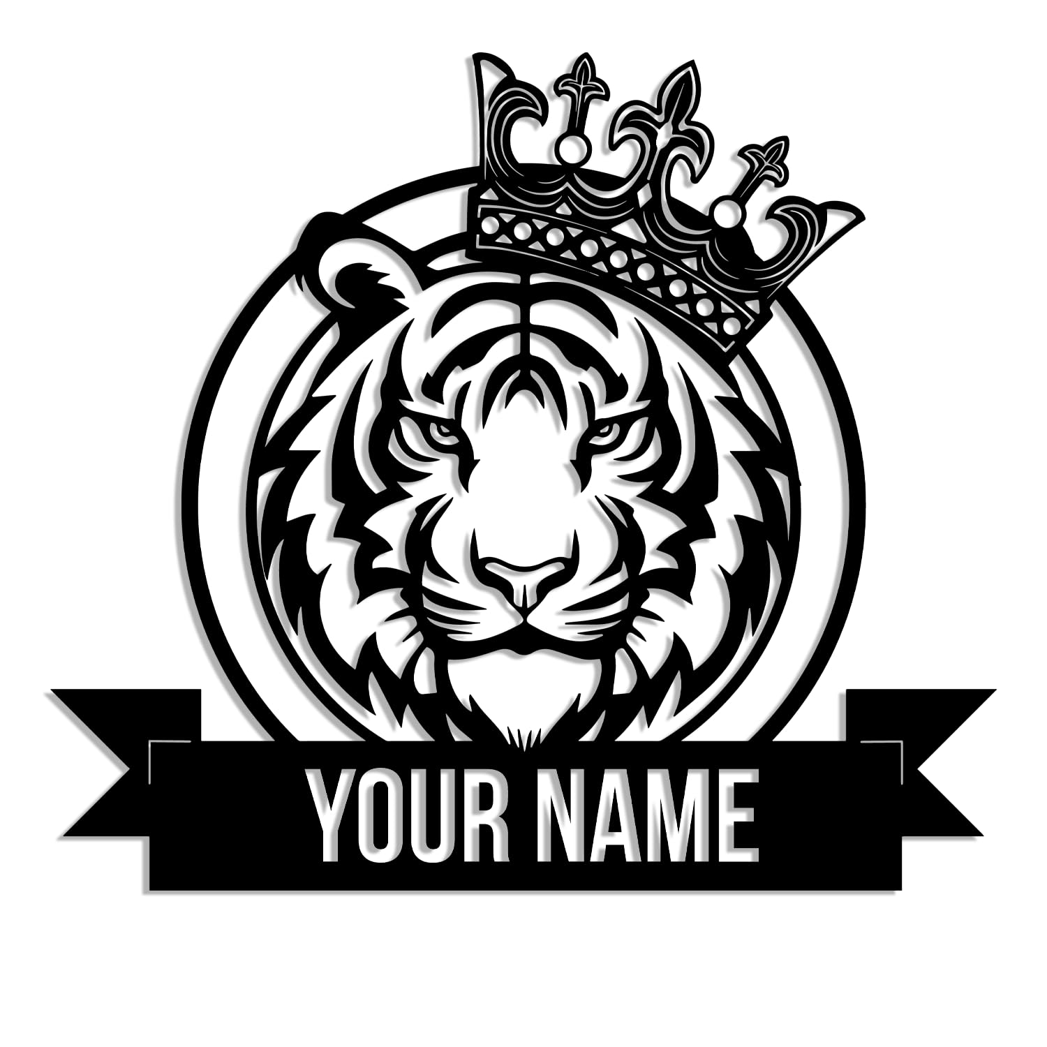 Senyer Style-1 Personalized Tiger Name Sign, Wild Tiger Custom Name Sign Metal Wall Art Personalized Last Name Plaque Outdoor Metal Wall Art,Wild Animal Nursery Decoration Housewarming (Style-1)