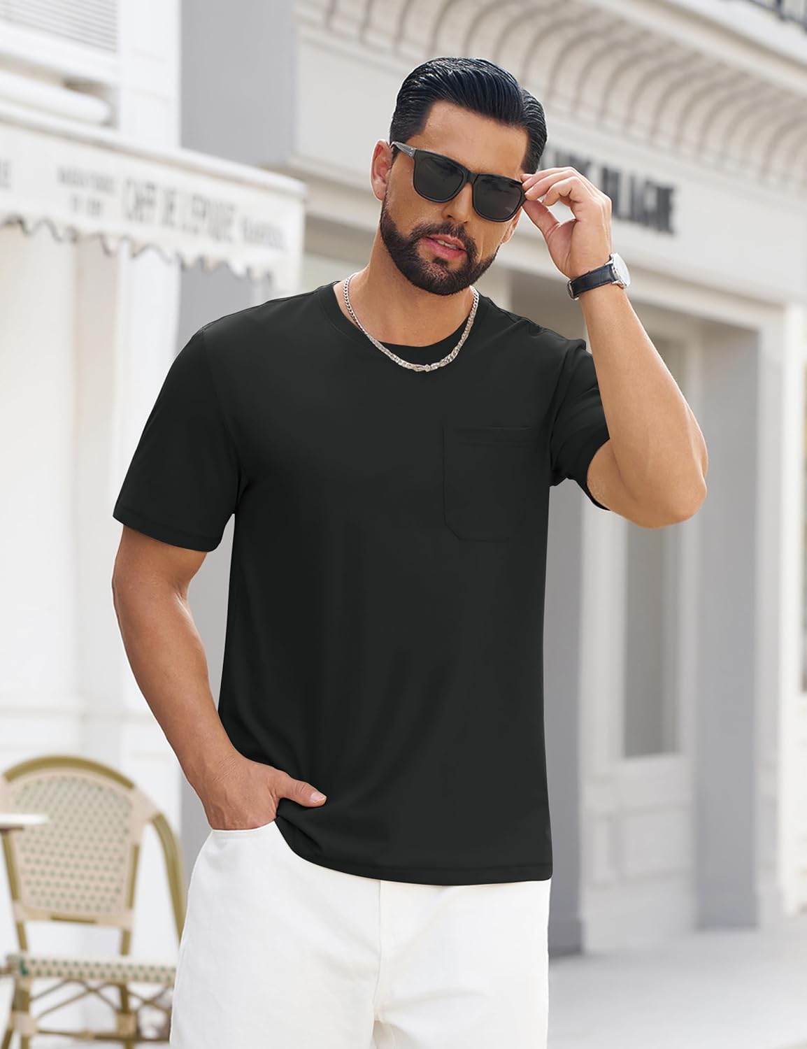 Cotrasen Mens T-Shirts Short Sleeve Pocket T Shirts UPF 80+ Sun Protection Lightweight Moisture Wicking Casual Crew Neck Tee - Image 3