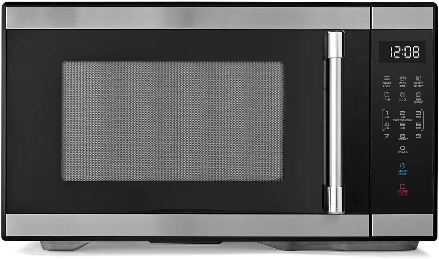 1.1 Cu PresetsFt Countertop Microwave Oven, 1000W with 10 Power Levels, Digital Touch Controls, LED Display, One-Touch Cooking (Stainless Steel)