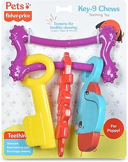 Fisher-Price for Pets Key-9 Teething Ring for Puppies - Dog Chew Toy for Puppies, Puppy Teething Toy, Puppy Teether - Puppy Toys, Cute Puppy Gift Toys