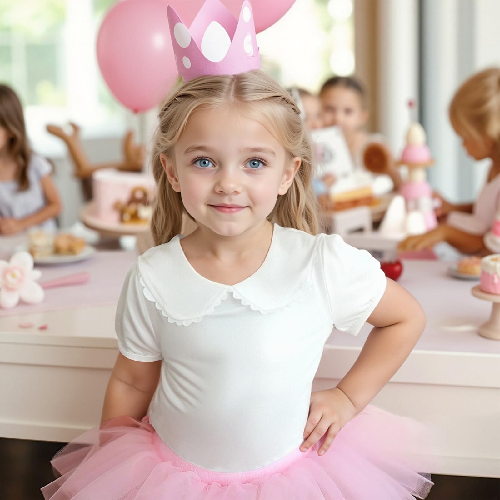 MODNTOGA Chemise à manches longues pour bébé fille - Chemisier blanc à manches courtes bouffantes - Couleur unie - Haut et bas
