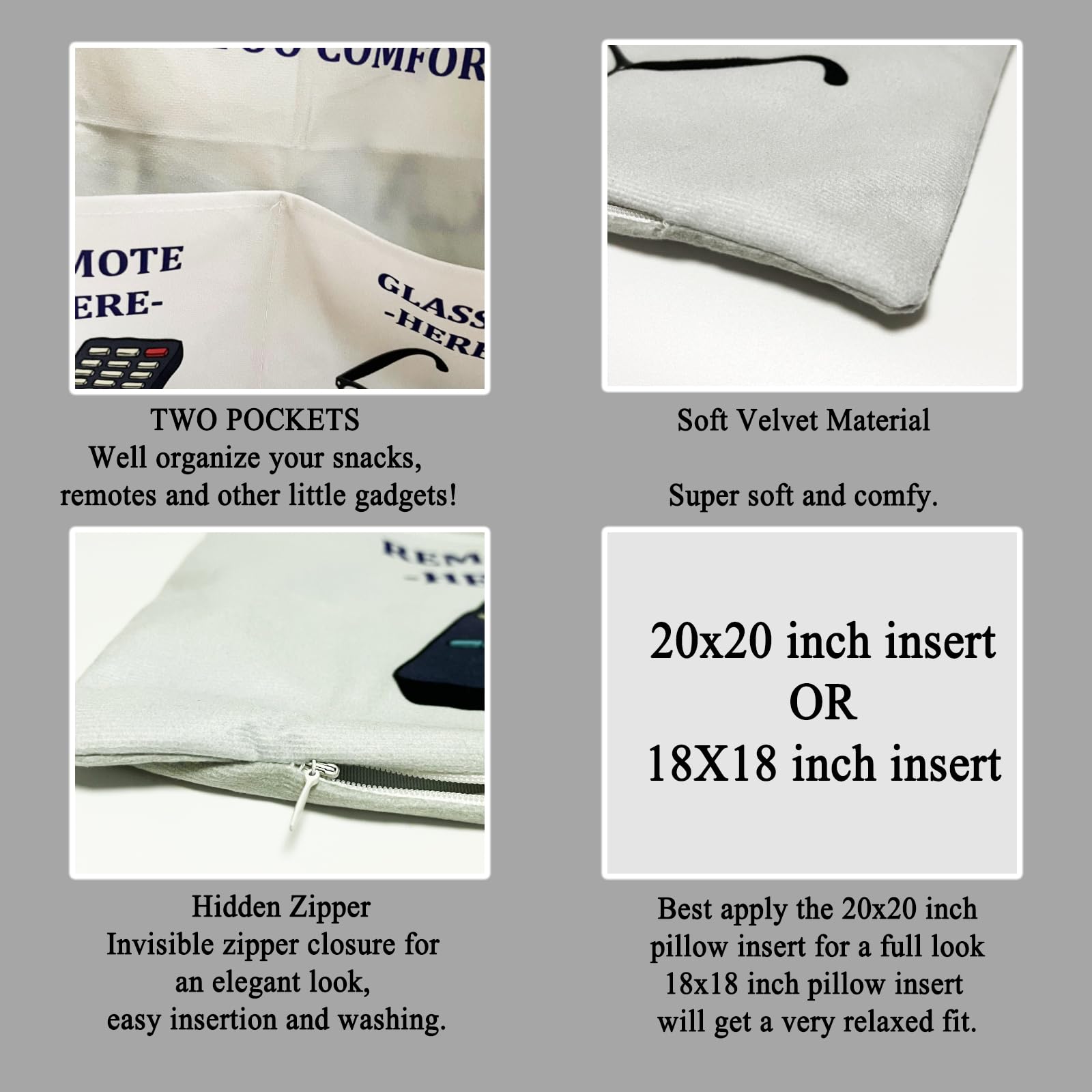 Gifts for Grampy Grandpa Gifts, 2-Pocket 2-Sided Grampy Pillow Covers 18x18 Inch, Father’s Day Birthday Christmas Stocking Stuffers Thanksgiving Day Gifts