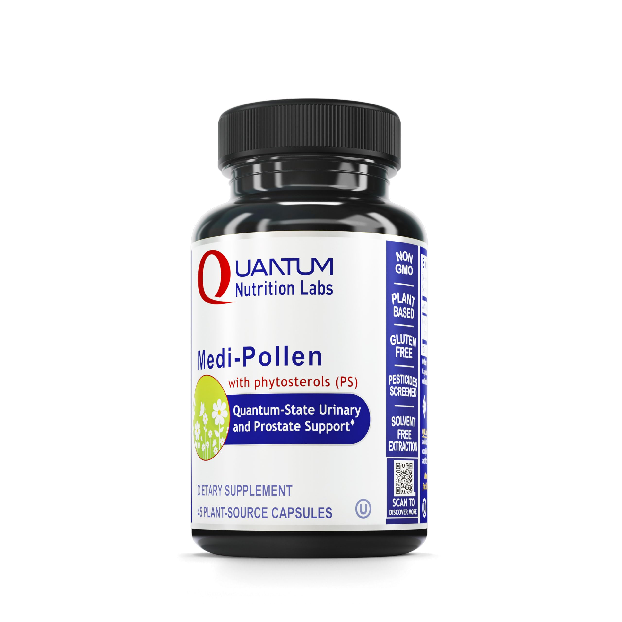QNL Quantum Medi-Pollen - Men's Prostate Health Supplement - Supports Prostate & Urinary Tract Health - Vegan Urinary Health Supplement - 45 Plant-Source Capsules