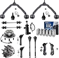 Vista 114 de Detroit Axle - Kit de suspensión de 14 piezas para Jeep Liberty 2006-2007, 2 cubos de rodamiento de ruedas, 2 brazos de control superior, 2 rótulas