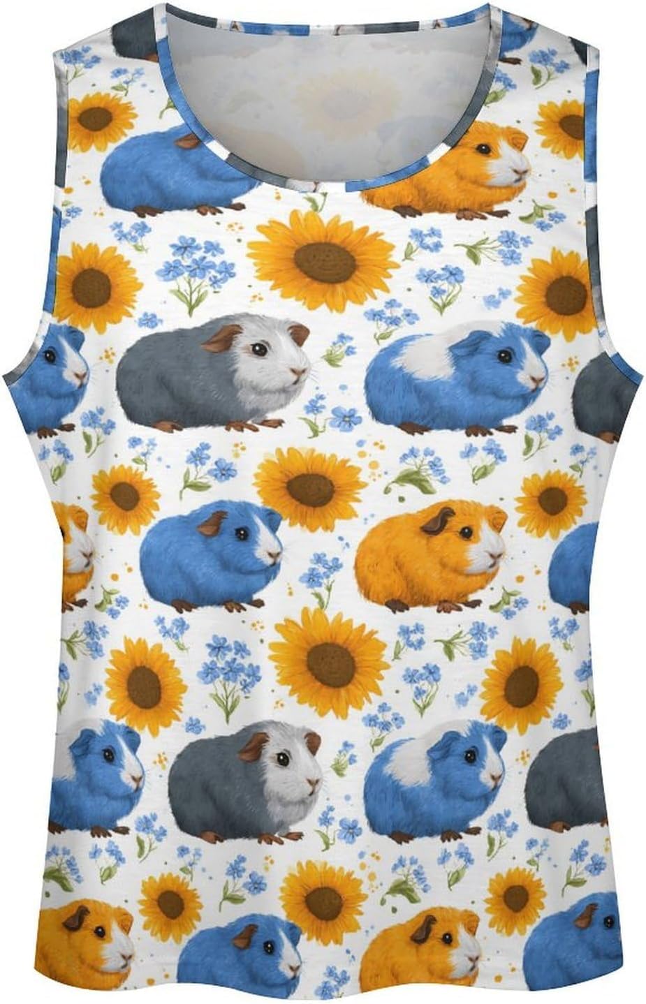 Guinea Pigs Sunflower Floral Men's Tank Tops Sleeveless Muscle T-Shirt | Print,Muscle Shirt,for Athletic Running Gym,Workout Shirts,Tee Shirts
