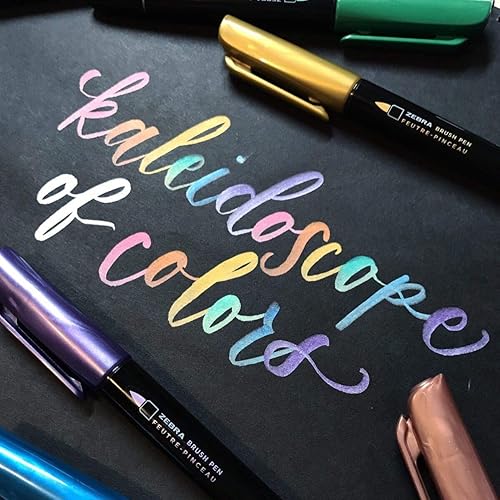 Miniatura 5 de Zebra Pen Metálico, punta media, tinta de pigmento, colores surtidos, Count Zebra Brush Pen Cup 21/PKG, paquete de 21