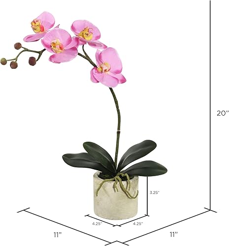 Miniatura 2 de Vickerman Everyday - Orquídea artificial de lavanda de 20 pulgadas para interiores, contenedor de cerámica blanca, arreglo decorativo de plástico